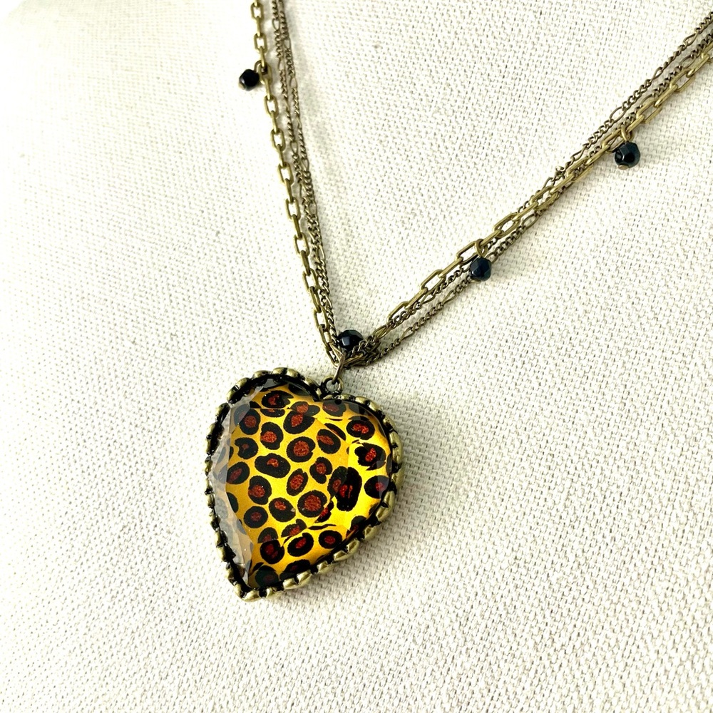 Leopard Heart Pendant Necklace- Retired- Rare